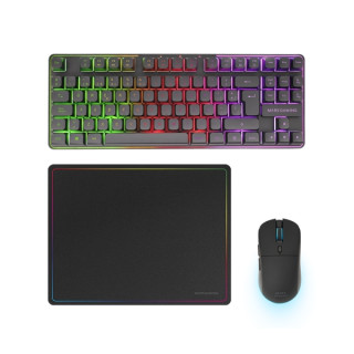 Mars Gaming MCPWTKL Combo Pack Gaming 3en1 - Teclado Hibrido H-Mech Formato TKL - Disposicion QWERTY ES - Raton 3200dpi - Switc