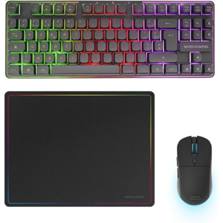 Mars Gaming MCPWTKL Combo Pack Gaming 3en1 - Teclado Hibrido H-Mech Formato TKL - Disposicion Francesa AZERTY FR - Raton 3200dp