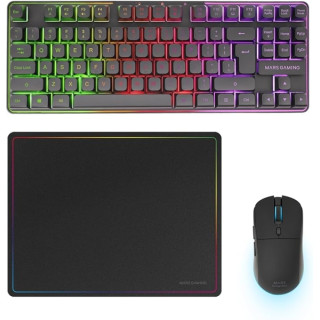 Mars Gaming MCPWTKL Combo Pack Gaming 3en1 - Teclado Hibrido H-Mech Formato TKL - Disposicion Internacional QWERTY US - Raton 3