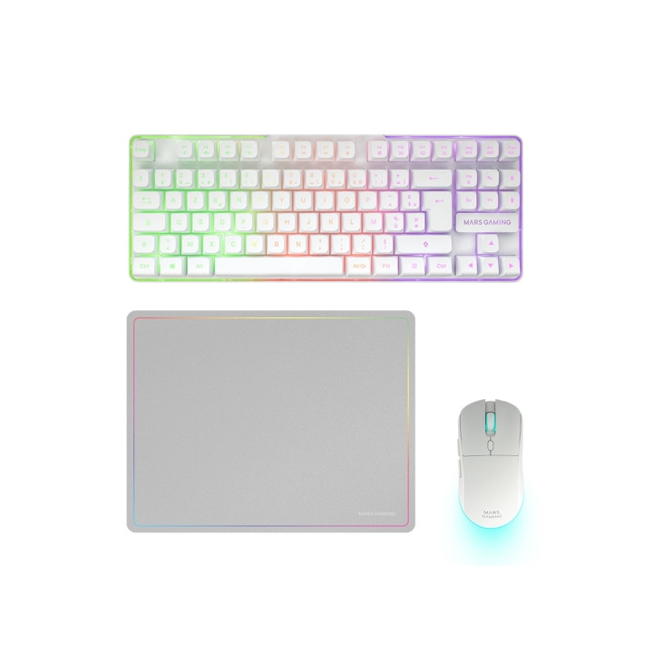 Mars Gaming MCPWTKL Combo Pack Gaming 3en1 - Teclado Hibrido H-Mech Formato TKL - Disposicion QWERTY ES - Raton 3200dpi - Switc