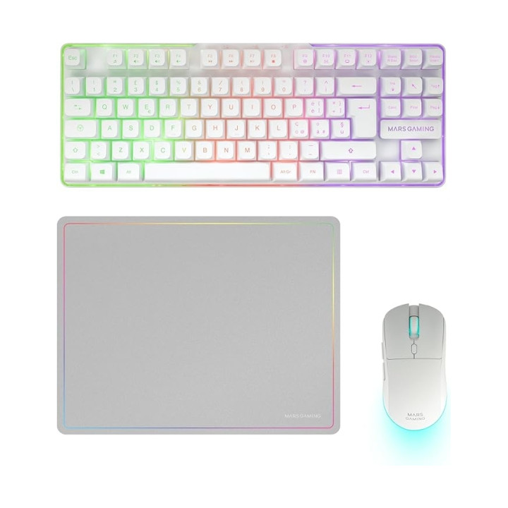 Mars Gaming MCPWTKL Combo Pack Gaming 3en1 - Teclado Hibrido H-Mech Formato TKL - Disposicion Portuguesa QWERTY PT - Raton 3200