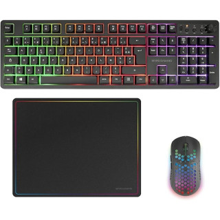 Mars Gaming MCPWX Combo Pack Gaming 3en1 - Teclado Hibrido H-Mech - Disposicion Francesa AZERTY FR - Raton 3200dpi - Switches H