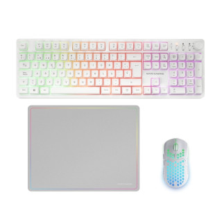 Mars Gaming MCPWX Combo Pack Gaming 3en1 - Teclado Hibrido H-Mech - Disposicion QWERTY ES - Raton 3200dpi - Switches HUANO - Co