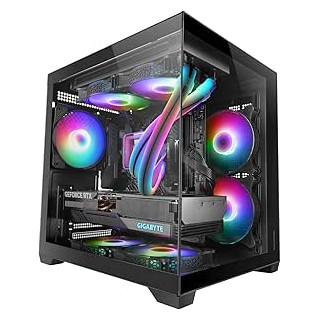 Mars Gaming MC-VIEW2 Minitorre Ultracompacta - Ventilador de 120mm FRGB Trasero - Soporte MicroATX/Mini-ITX - Soporta Refrigera