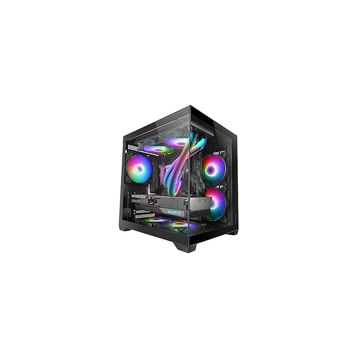 Mars Gaming MC-VIEW2 Minitorre Ultracompacta - Ventilador de 120mm FRGB Trasero - Soporte MicroATX/Mini-ITX - Soporta Refrigera