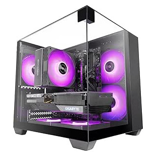 Mars Gaming MC-VISIONM Minitorre Ultracompacta - Soporte para Refrigeracion Liquida hasta 240mm - Triple Cristal Templado - Sop