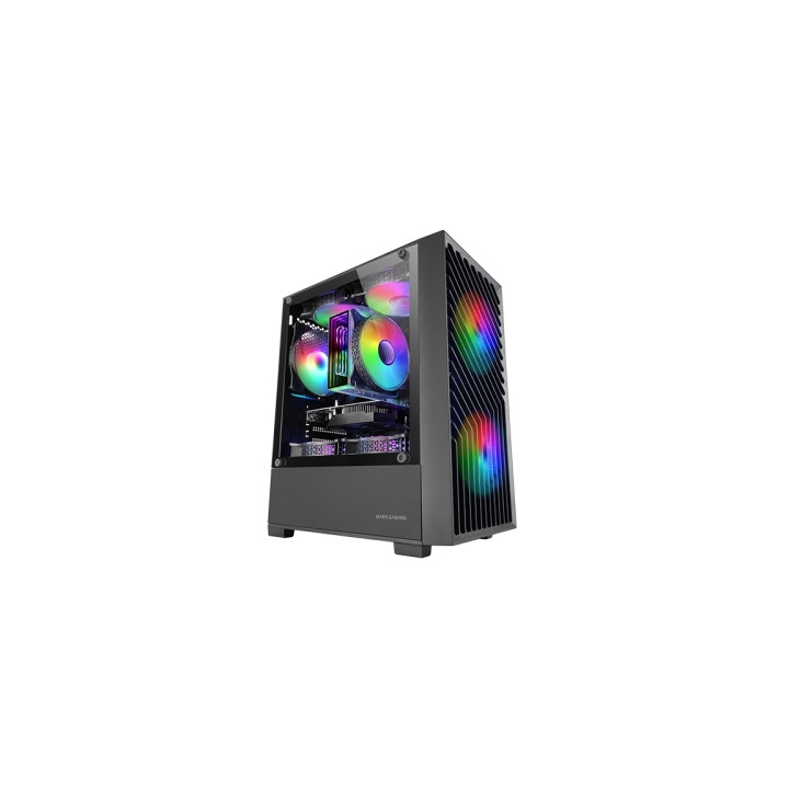 Mars Gaming MC-VORTEX Minitorre Ultracompacta - 3 Ventiladores de 120mm FRGB - Soporte MicroATX/Mini-ITX - Doble Camara - 7 Ran