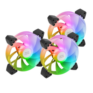 Mars Gaming MF-3AR Pack de 3 Ventiladores de 120mm FDB - Iluminacion ARGB 360º - Aspas Invertidas - Silencioso 14dB - Color Ne