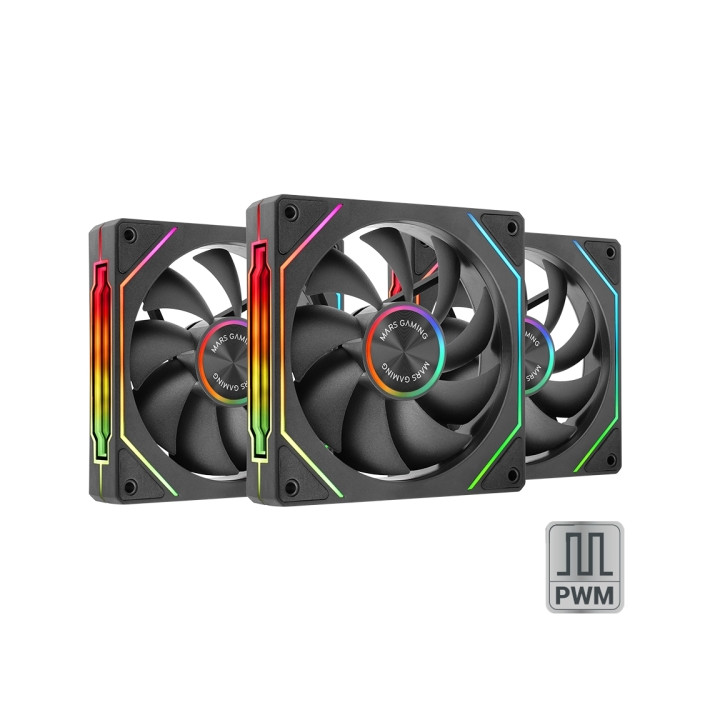 Mars Gaming MF-LINKFINITYKIT2 Pack de 3 Ventiladores de 120mm - Iluminacion ARGB Infinity Mirror - Silencioso 12dB - Modular Li