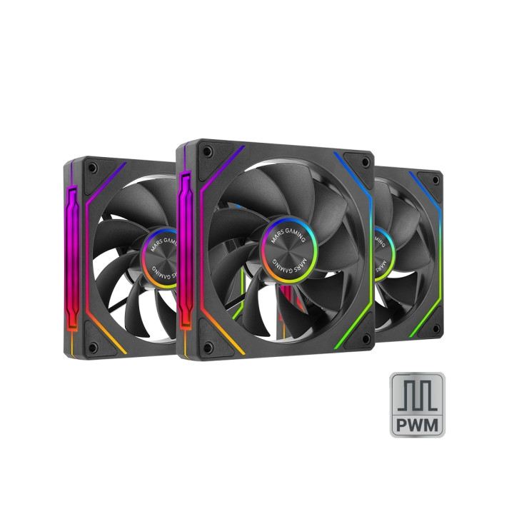 Mars Gaming MF-LINKFINITYKIT2R Pack de 3 Ventiladores de 120mm - Iluminacion ARGB Infinity Mirror - Silencioso 12dB - Modular L
