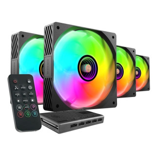 Mars Gaming MF-SI4KIT Pack de 4 Ventiladores de 120mm - Iluminacion ARGB Infinity Mirror - Silencioso 14dB - Mando a Distancia