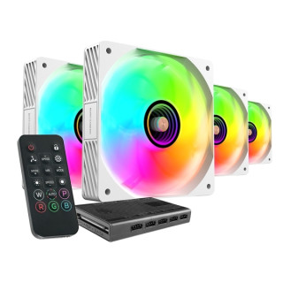 Mars Gaming MF-SI4KIT Pack de 4 Ventiladores de 120mm - Iluminacion ARGB Infinity Mirror - Silencioso 14dB - Mando a Distancia