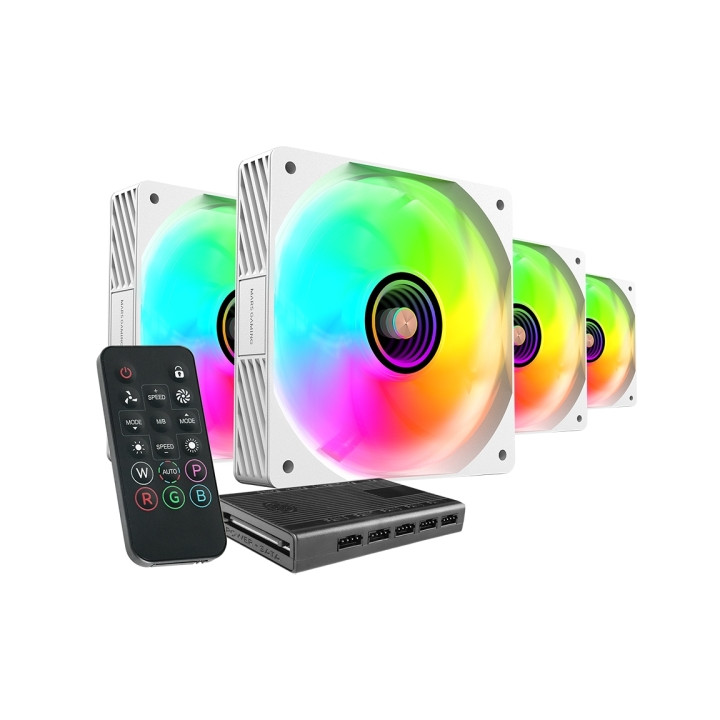 Mars Gaming MF-SI4KIT Pack de 4 Ventiladores de 120mm - Iluminacion ARGB Infinity Mirror - Silencioso 14dB - Mando a Distancia