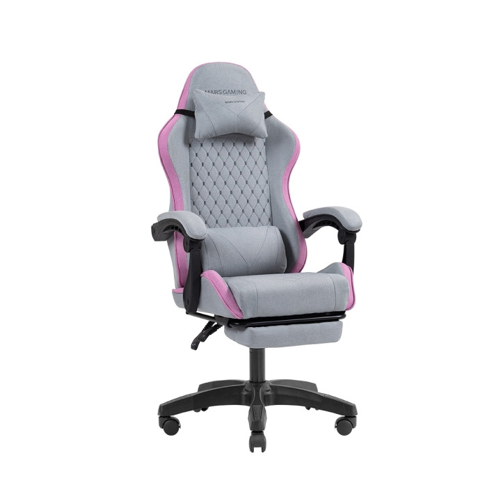 Mars Gaming MGC-X FABRIC Silla Gaming Ergonomica - Reposapies Extensible - Cojines Lumbar y Cervical - 660x540x1250mm - Tejido