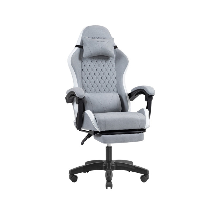 Mars Gaming MGC-X FABRIC Silla Gaming Ergonomica - Reposapies Extensible - Cojines Lumbar y Cervical - 660x540x1250mm - Tejido