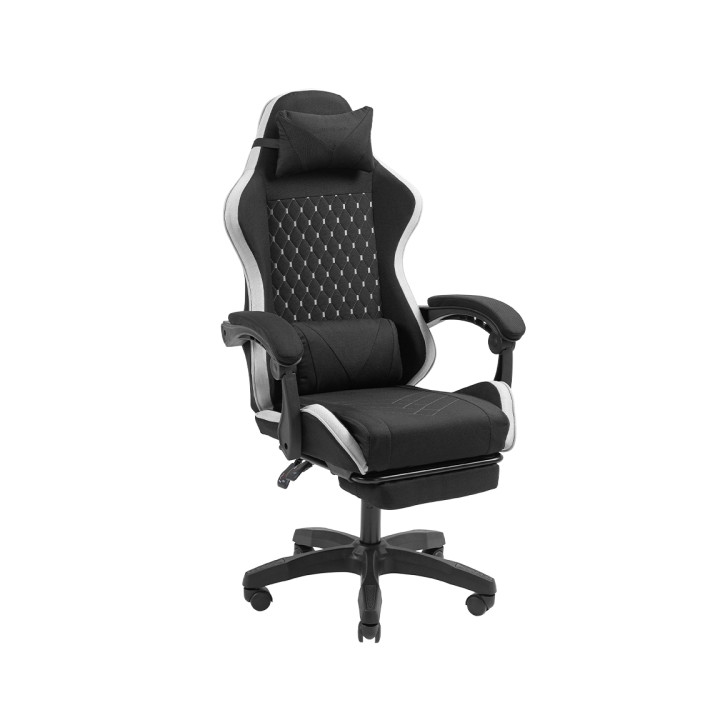Mars Gaming MGC-X FABRIC Silla Gaming Ergonomica - Reposapies Extensible - Cojines Lumbar y Cervical - 660x540x1250mm - Tejido