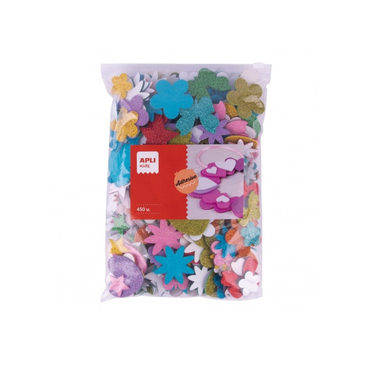 Apli Pack de 450 Formas de Goma EVA Adhesiva con Purpurina - Estrellas