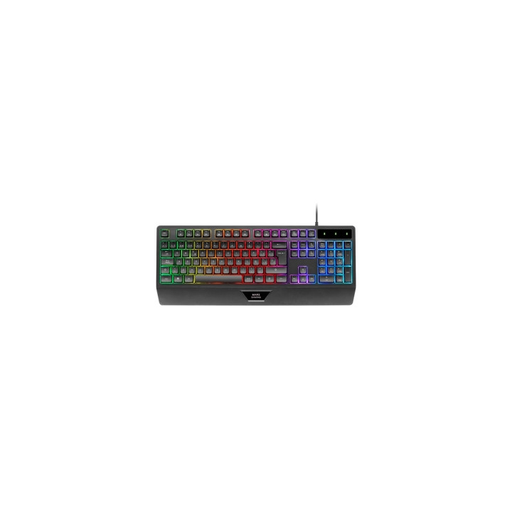 Mars Gaming MK124 Teclado Completo Hibrido H-Mech - Almohadilla Integrada - Disposicion Francesa AZERTY FR - Iluminacion FRGB -
