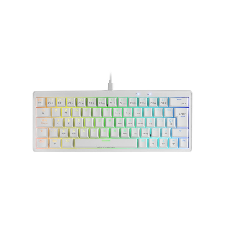 Mars Gaming MKMINIPRO Teclado Compacto Hibrido H-Mech - Switch SKN Azul - Disposicion Italiana QWERTY IT - Iluminacion RGB Chro