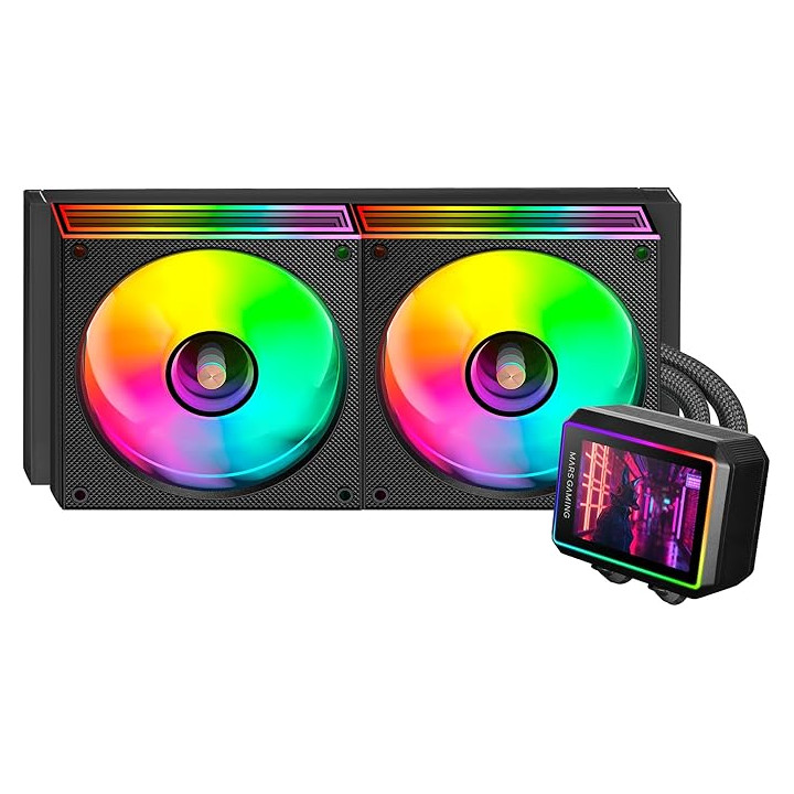Mars Gaming ML-VISIONII240 Kit de Refrigeracion Liquida - Potencia 500W - Pantalla IPS 2.8" - Iluminacion ARGB - Bomba Opti-Cha