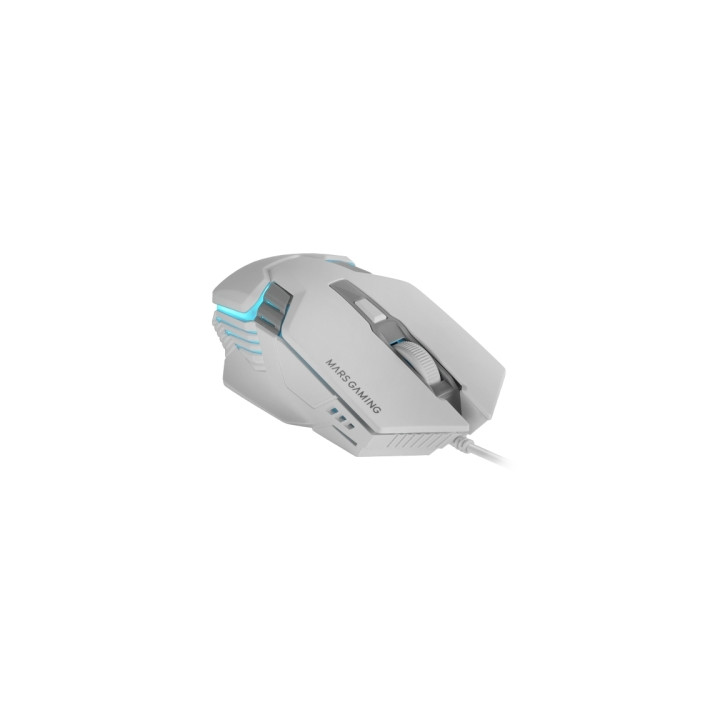 Mars Gaming MM024 Raton Gaming Optico - Sensor 4000dpi - Switches HUANO - Iluminacion RGB - 127x73x35mm - Color Blanco
