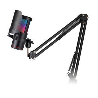 Mars Gaming MMIC-SC Microfono Gaming - Brazo Mecanico Omnidireccional - Filtro Pop de Malla Metalica - Iluminacion ARGB Tactil