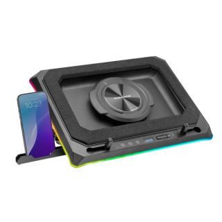 Mars Gaming MNBC-ULTRA Soporte de Sobremesa para Portatiles hasta 18" - Ventilador de 140mm - Iluminacion RGB - Ajustable con 5