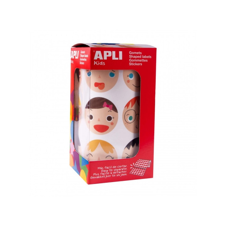 Apli Rollo de Gomets Emociones - Adhesivo Removible - 24 Diseños Distintos - Adhesivo Base Agua - Libre de Disolventes