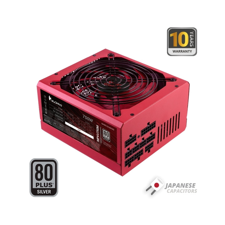 Mars Gaming MPVU750M Fuente de Alimentacion ATX de 750W - 80 Plus Silver - Modular - 14dB - Color Rojo