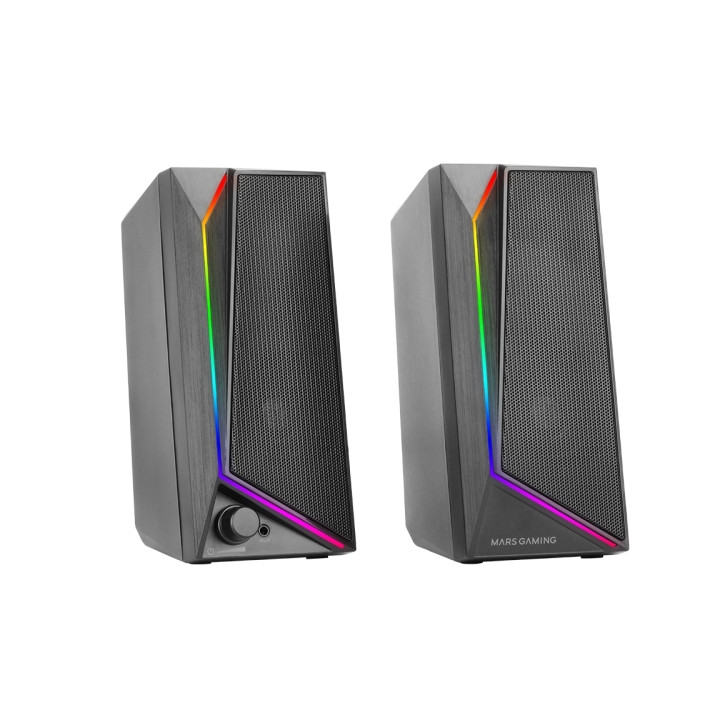 Mars Gaming MS72 Altavoces Gaming de 15W - Luces RGB - Jack 3.5mm - Procesador de Sonido DSP - 178x79x110mm - Color Negro