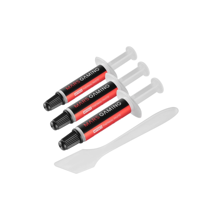 Mars Gaming MT0X3 Pack de 3 Jeringas de Pasta Termica - Soporta hasta 280ºC - Espatula Incluida - 1gr por Unidad