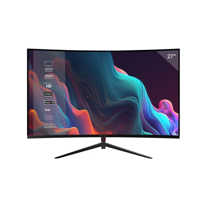 Mars Gaming MV-27C Monitor Curvo de 27" FullHD 200Hz - Respuesta 1ms - Compatible con FreeSync y G-Sync - HDMI - Displayport -