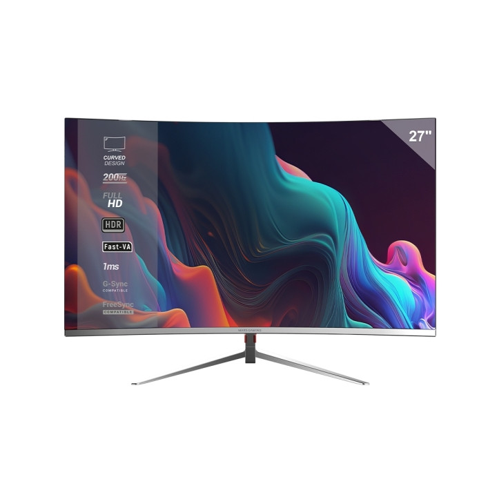 Mars Gaming MV-27C Monitor Curvo de 27" FullHD 200Hz - Respuesta 1ms - Compatible con FreeSync y G-Sync - HDMI - Displayport -