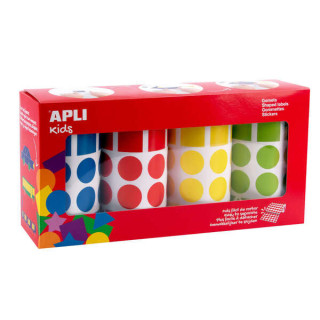 Apli Gomets Geometricos Surtidos Parchis - 20mm - Adhesivo Permanente - 8260 Gomets - 59 Hojas Pretroqueladas - 35 Gomets por H