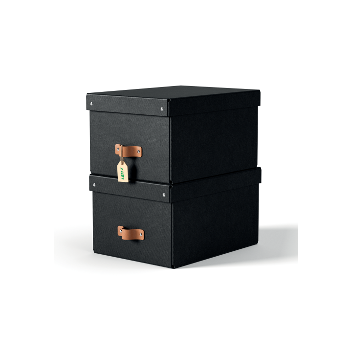 Pack 2 cajas de almacenamiento cartón mediana color negro leitz 61490095