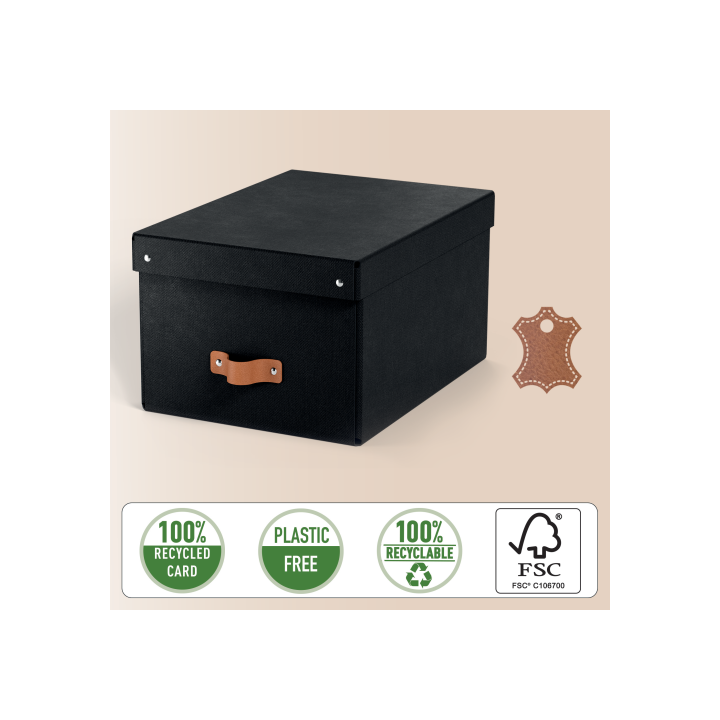 Pack 2 cajas de almacenamiento cartón mediana color negro leitz 61490095