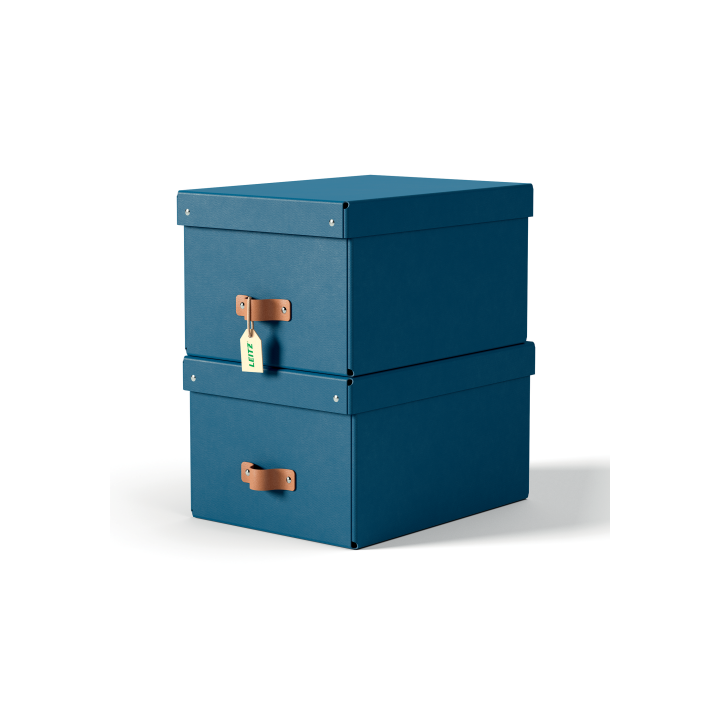 Pack 2 cajas de almacenamiento cartón mediana color azul leitz 61490068