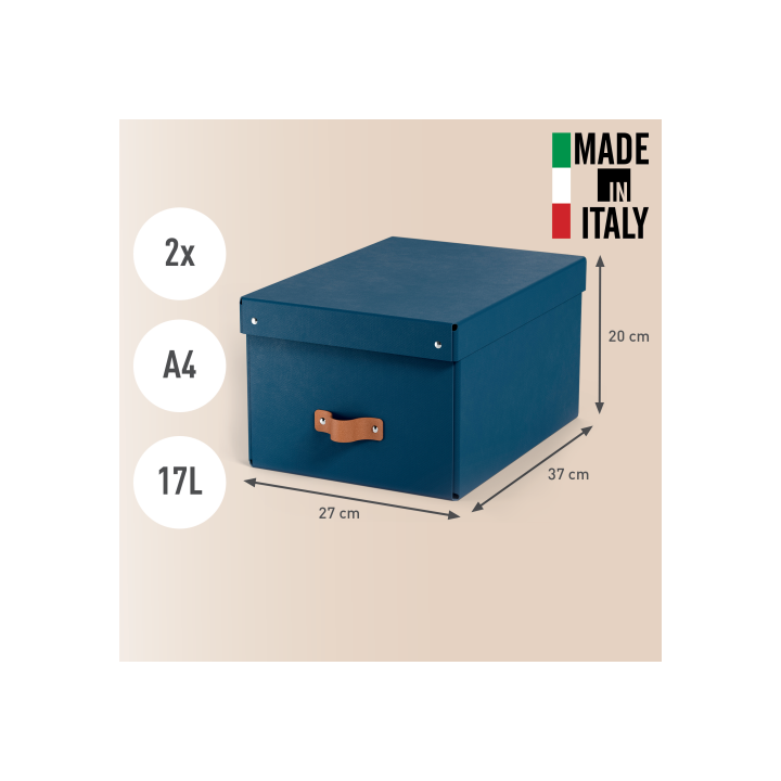 Pack 2 cajas de almacenamiento cartón mediana color azul leitz 61490068