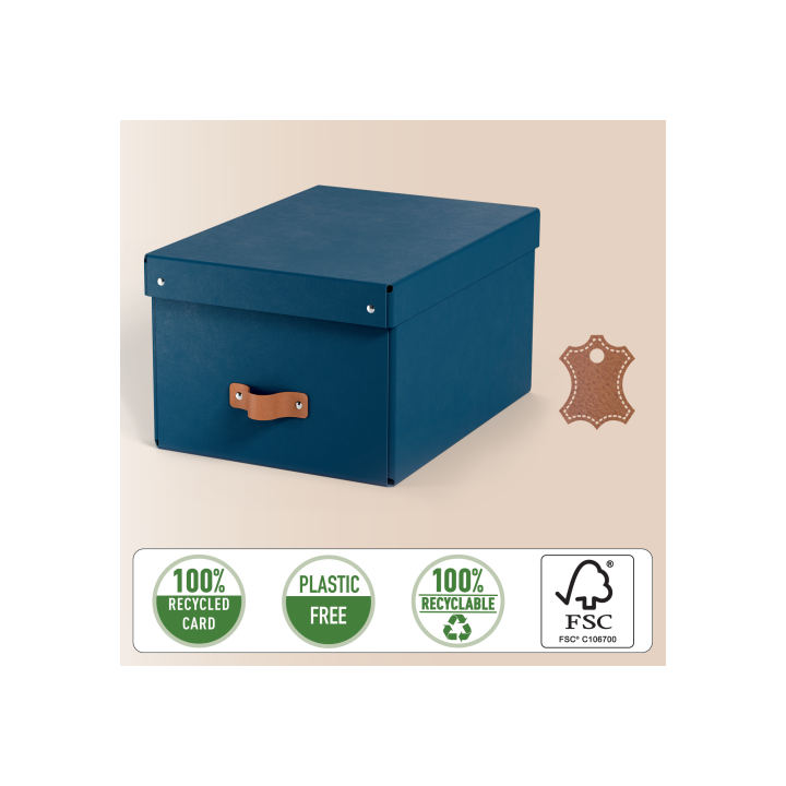 Pack 2 cajas de almacenamiento cartón mediana color azul leitz 61490068