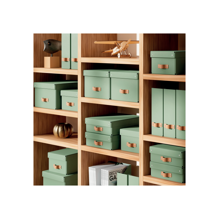 Pack 2 cajas de almacenamiento cartón mediana color verde leitz 61490050