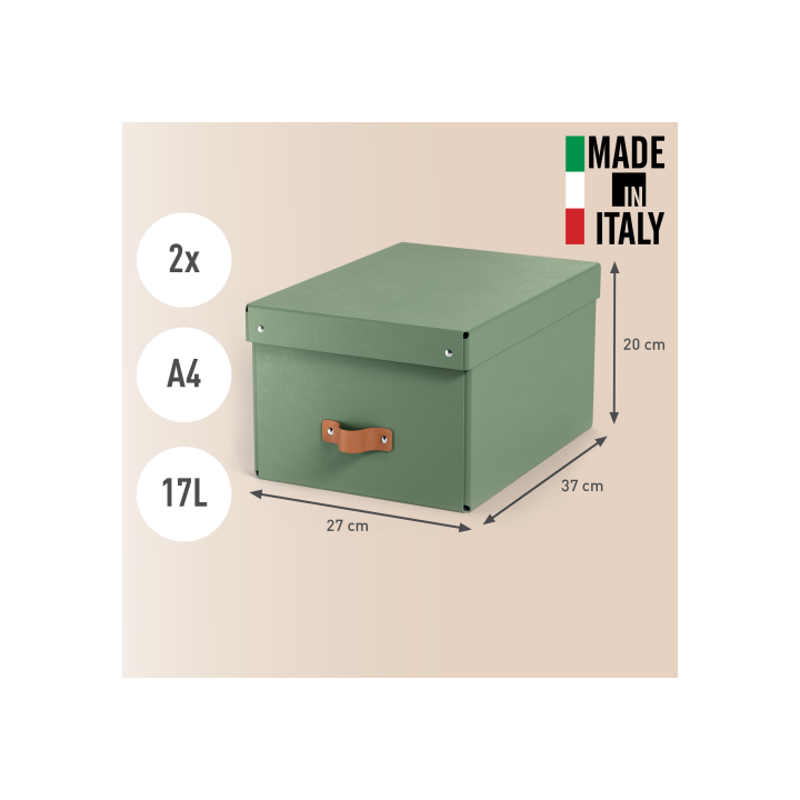 Pack 2 cajas de almacenamiento cartón mediana color verde leitz 61490050