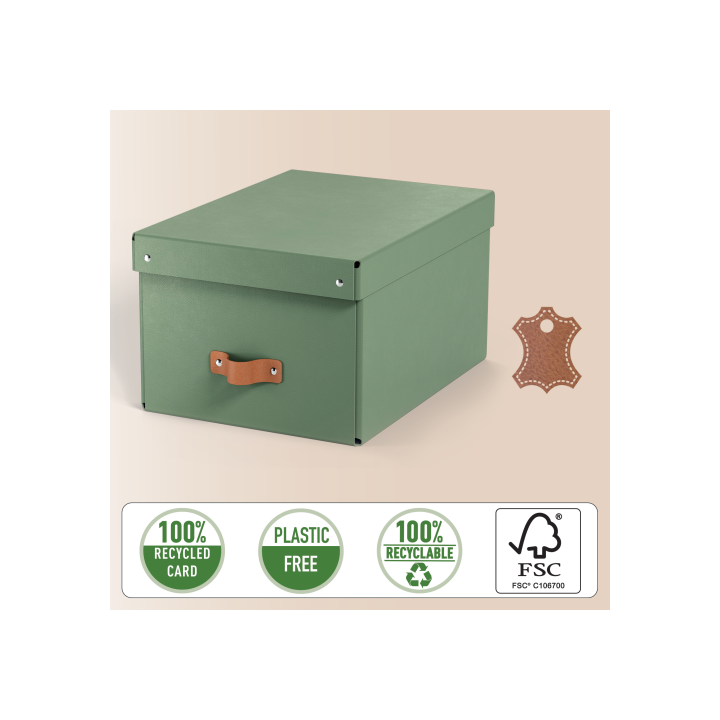 Pack 2 cajas de almacenamiento cartón mediana color verde leitz 61490050