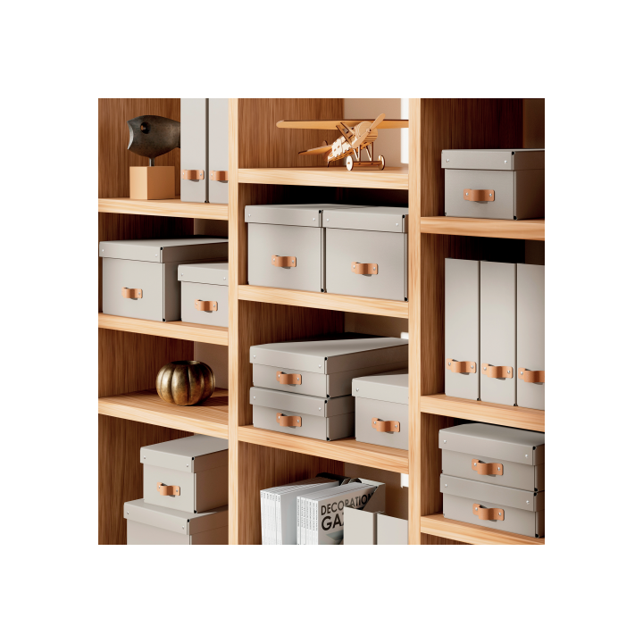 Pack 2 cajas de almacenamiento cartón mediana color beige leitz 61490012