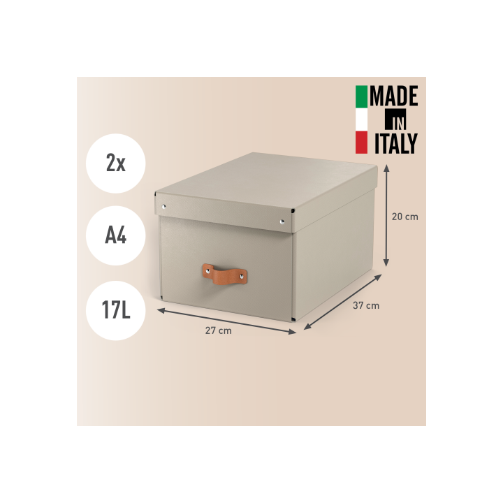 Pack 2 cajas de almacenamiento cartón mediana color beige leitz 61490012