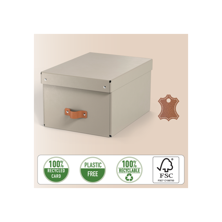 Pack 2 cajas de almacenamiento cartón mediana color beige leitz 61490012