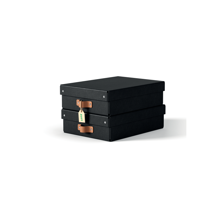 Pack 2 cajas de almacenamiento cartón mediana baja color negro leitz 61480095