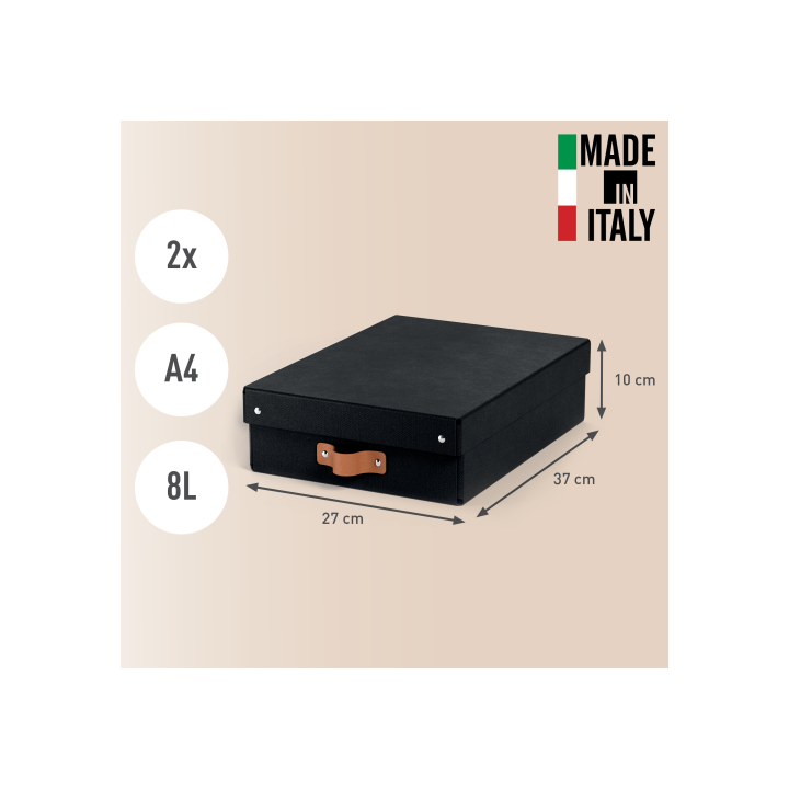 Pack 2 cajas de almacenamiento cartón mediana baja color negro leitz 61480095