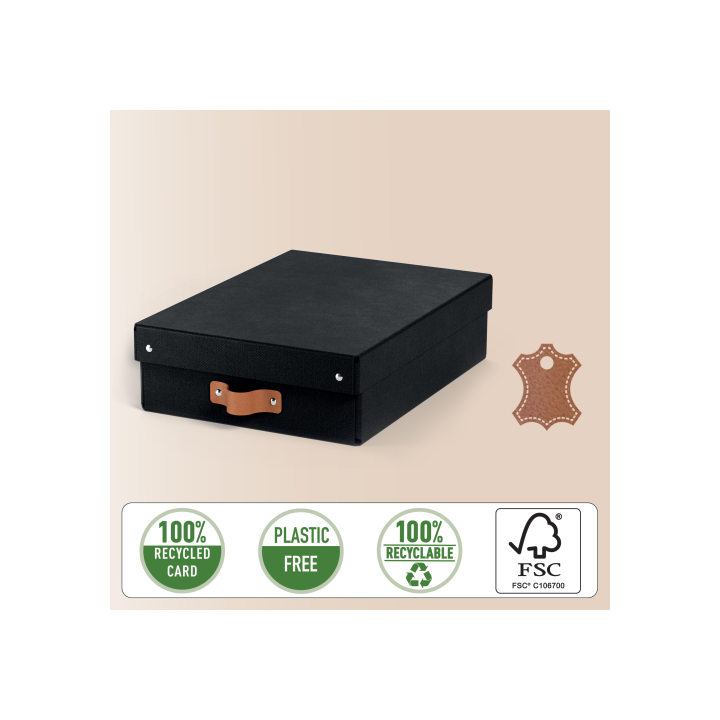 Pack 2 cajas de almacenamiento cartón mediana baja color negro leitz 61480095