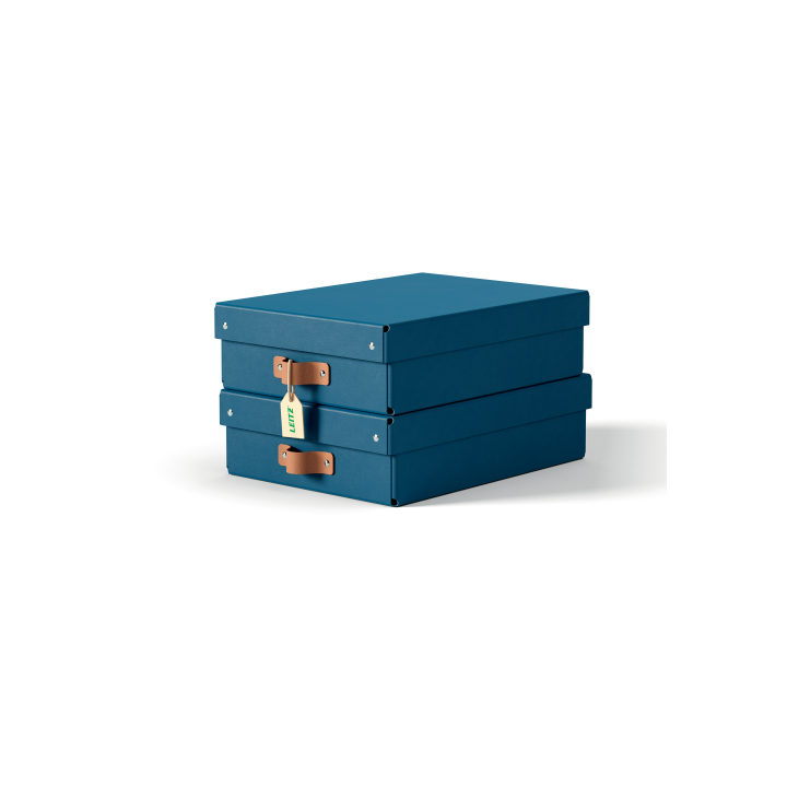 Pack 2 cajas de almacenamiento cartón mediana baja color azul leitz 61480068