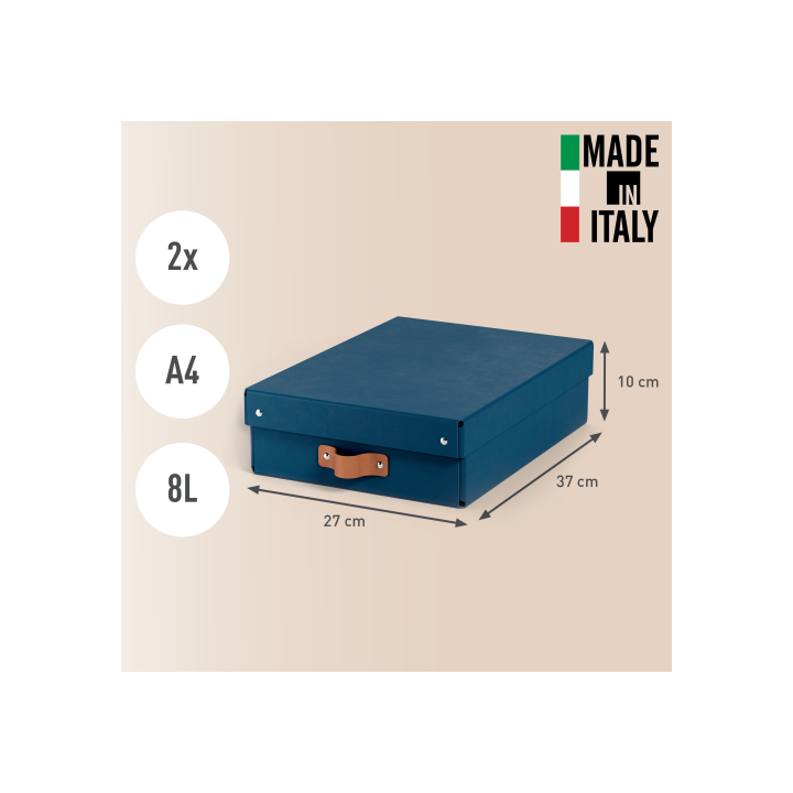 Pack 2 cajas de almacenamiento cartón mediana baja color azul leitz 61480068